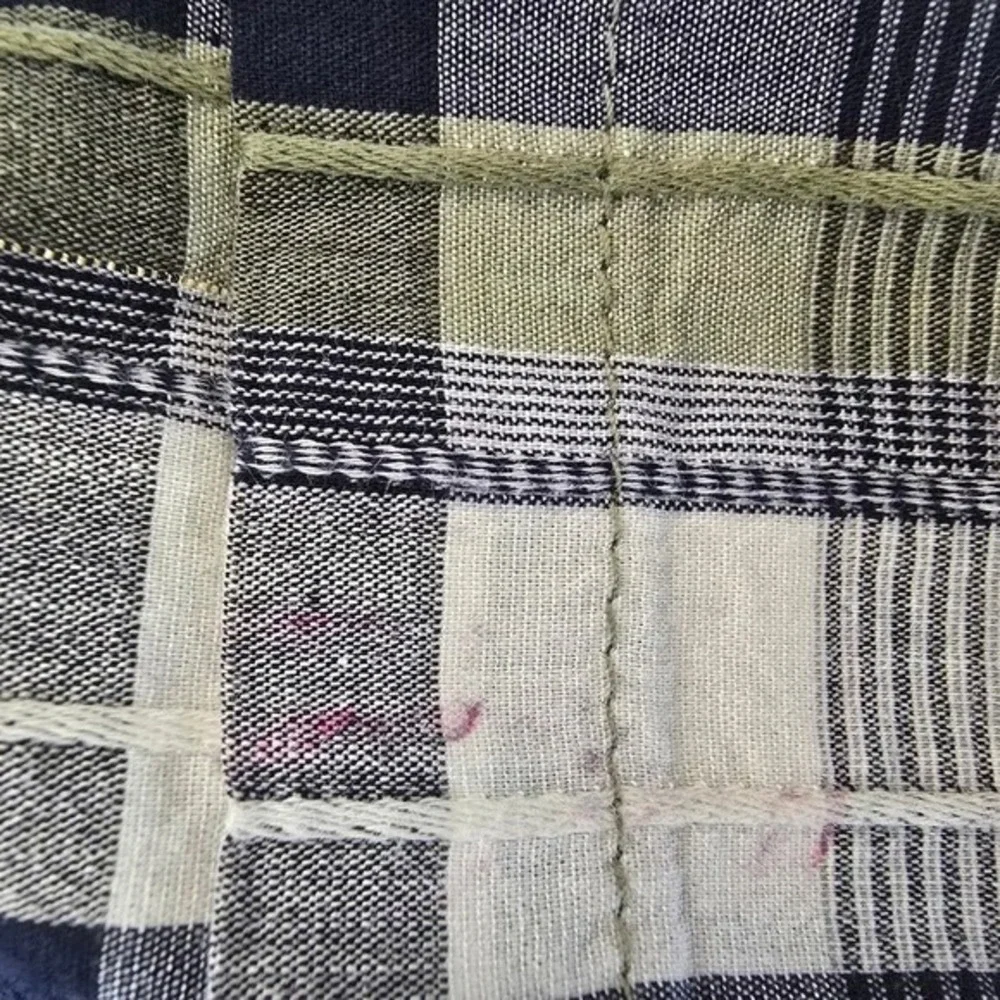 Veronica Beard Plaid Ruched Front Shirt Dress Navy Olive Green Size 2 - Picture 9 of 11